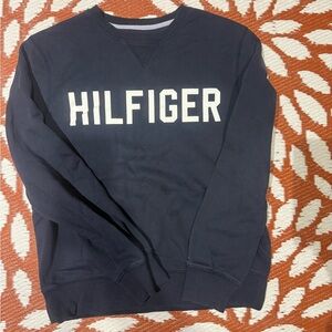 Tommy Hilfiger Navy Crewneck Sweatshirt with White Logo